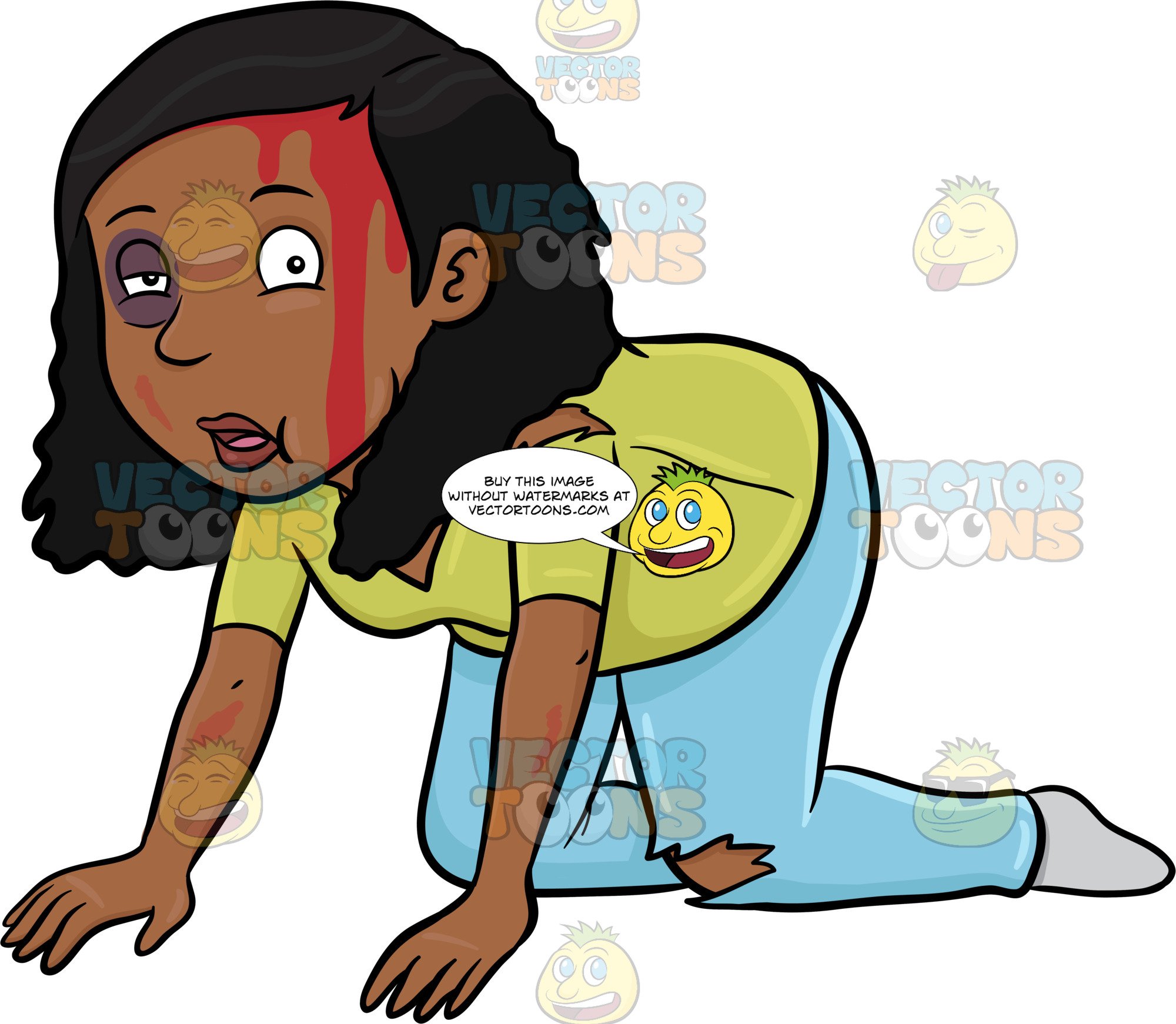 Injury clipart bloated. A black woman crawling
