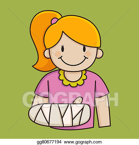 Stock illustrations little girl. Injury clipart fractured arm