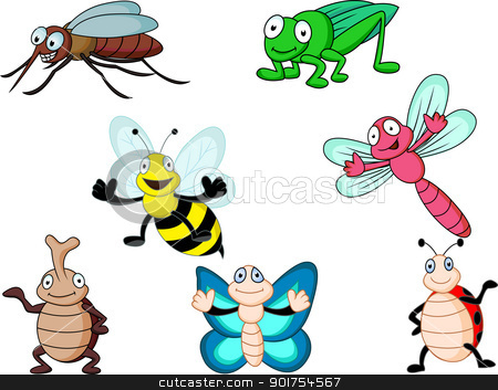 Cartoon stock vector . Insect clipart group insect