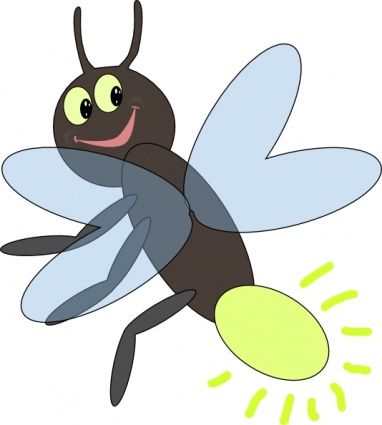 Fire cartoon fly bugs. Insect clipart light bug