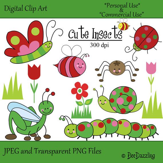 insects clipart whimsical
