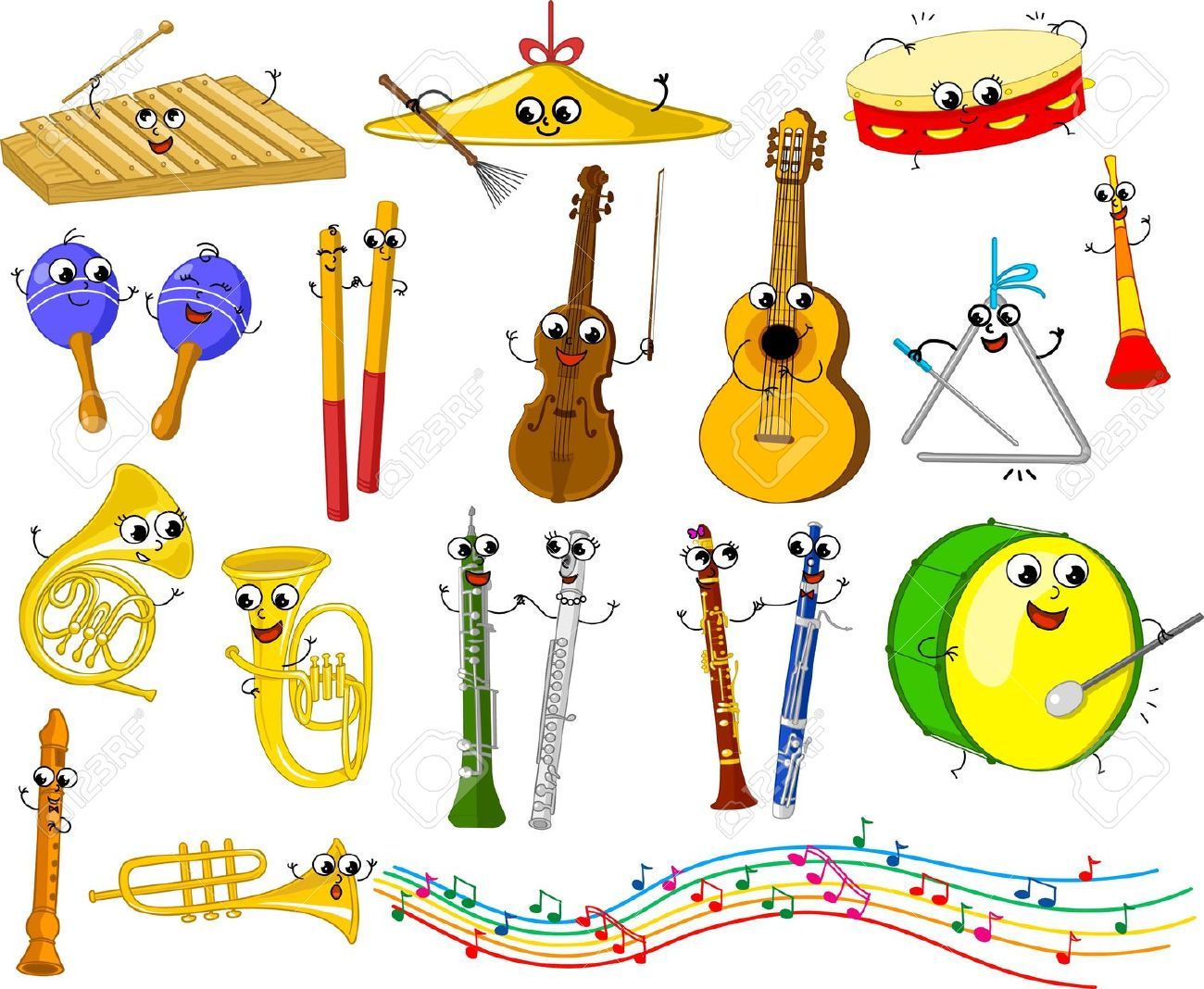 Instruments clipart cartoon. Stock vector music musical