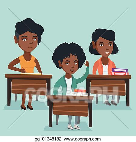 Intelligent clipart happy pupil. Vector art african student