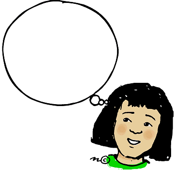 Student think girl color. Intelligent clipart kid thought bubble