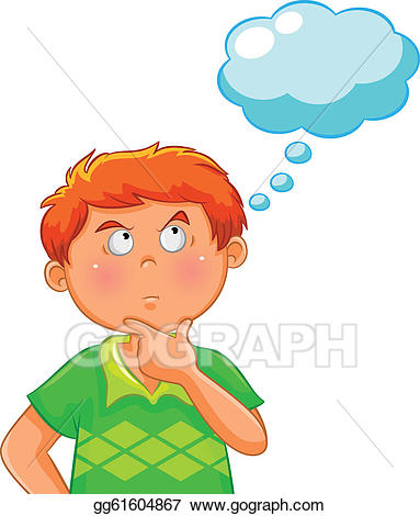 Intelligent clipart kid thought bubble. Eps illustration thinking boy