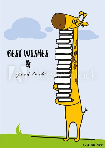 Intelligent clipart study hard. Clever giraffe student studies