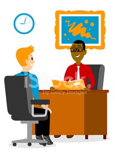 Interview clipart description. Young man getting a