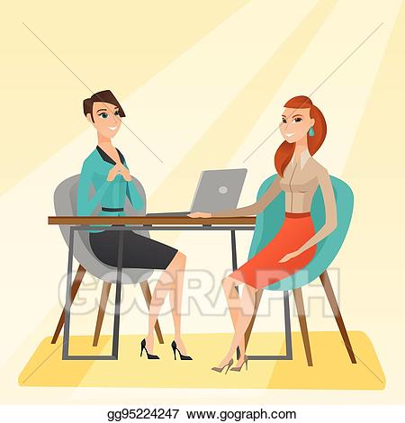 Vector art job applicant. Interview clipart senior manager