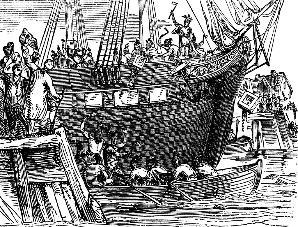 Intolerable acts clipart boat. Boston tea party sketch