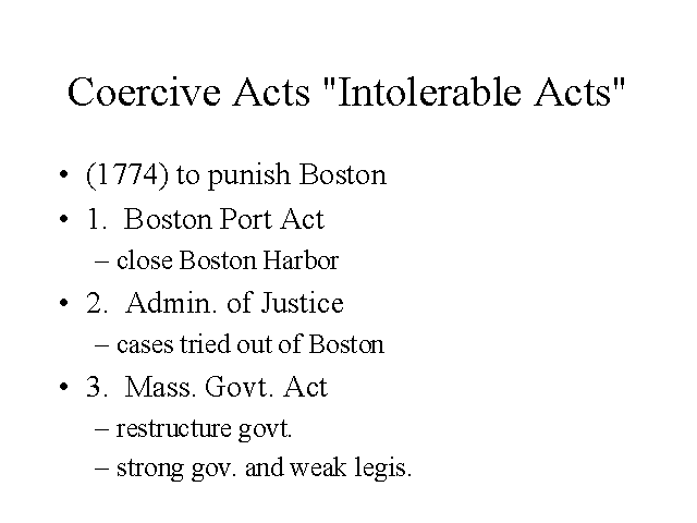 The lessons tes teach. Intolerable acts clipart coercive act