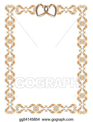 Invitation clipart formal invitation. Drawing wedding border gold