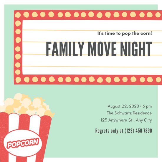 Customize night templates online. Movie clipart invitation template free