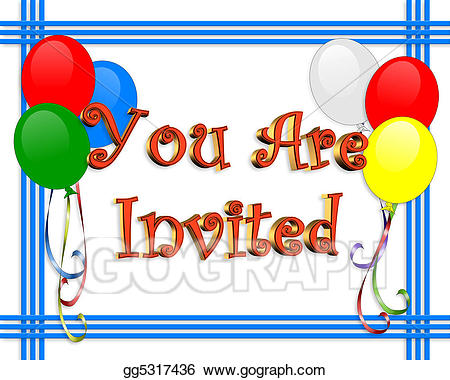 Invitation clipart party invitation. Stock illustrations birthday balloons