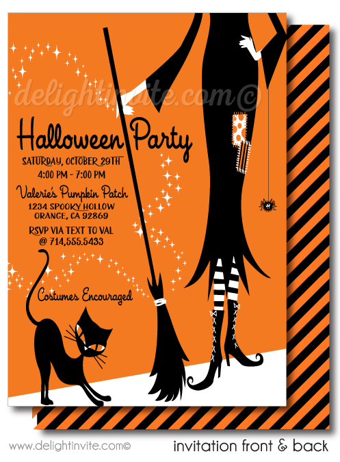 Invitation clipart party invitation. Retro modern halloween invitations