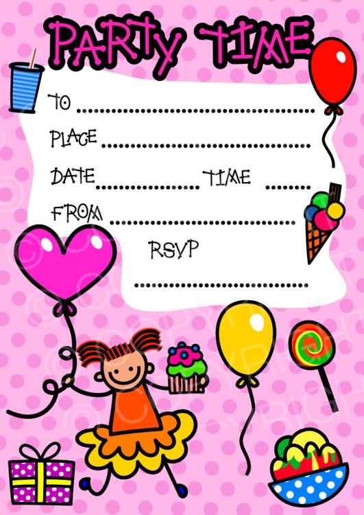 Happy girl birthday clip. Invitation clipart party invitation