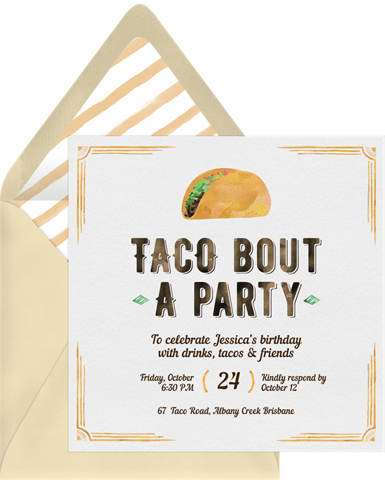 Taco bout a party. Invitation clipart team dinner