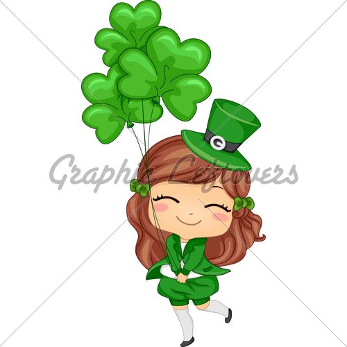 Irish clipart easy. Cartoon girl leprechaun illustration