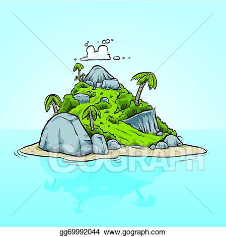 Vector art tiny tropical. Island clipart drawing