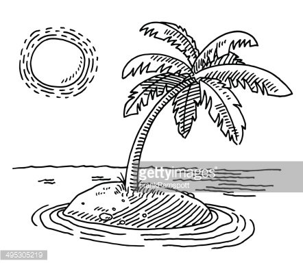 Tropical sunshine premium . Island clipart drawing