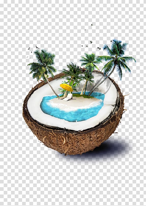Island clipart island fiji. Coconut with beach illustration