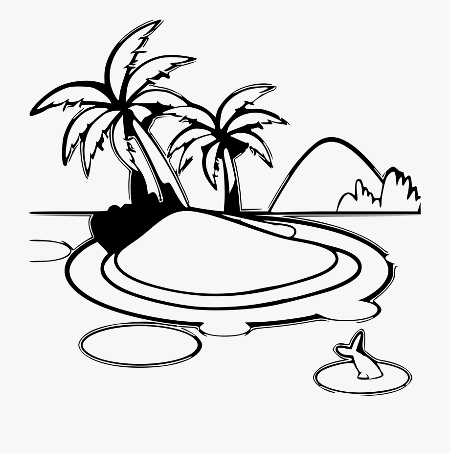 Island clipart printable. Tropical black and 