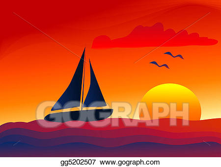 island clipart sailboat sunset