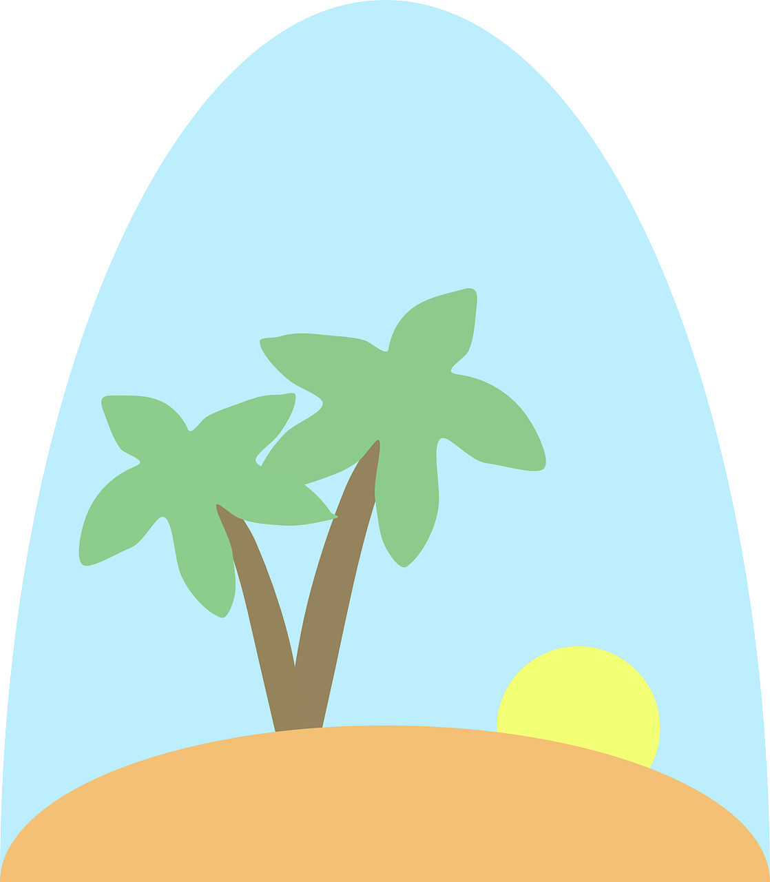 Vacation palm trees summer. Island clipart scenery