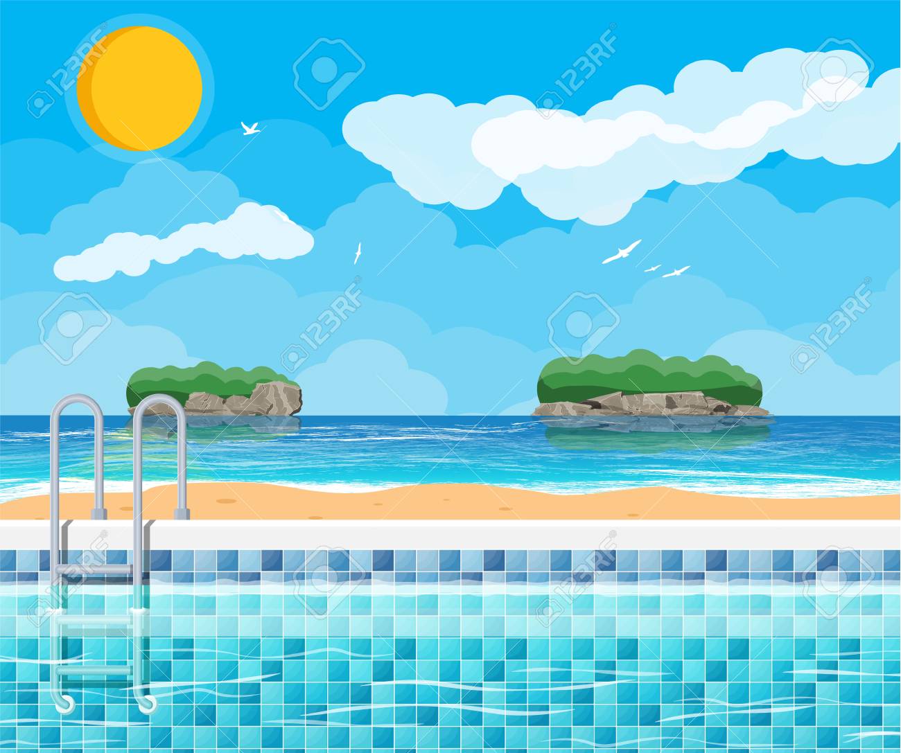 X free clip art. Island clipart sky ocean