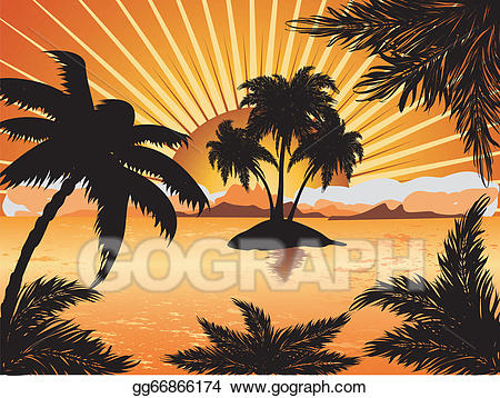 island clipart sun set