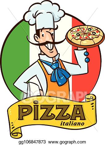 Italian clipart baker man. Vector illustration funny chef