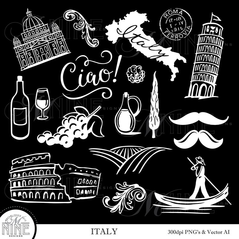 Italian clipart design. White italy clip art