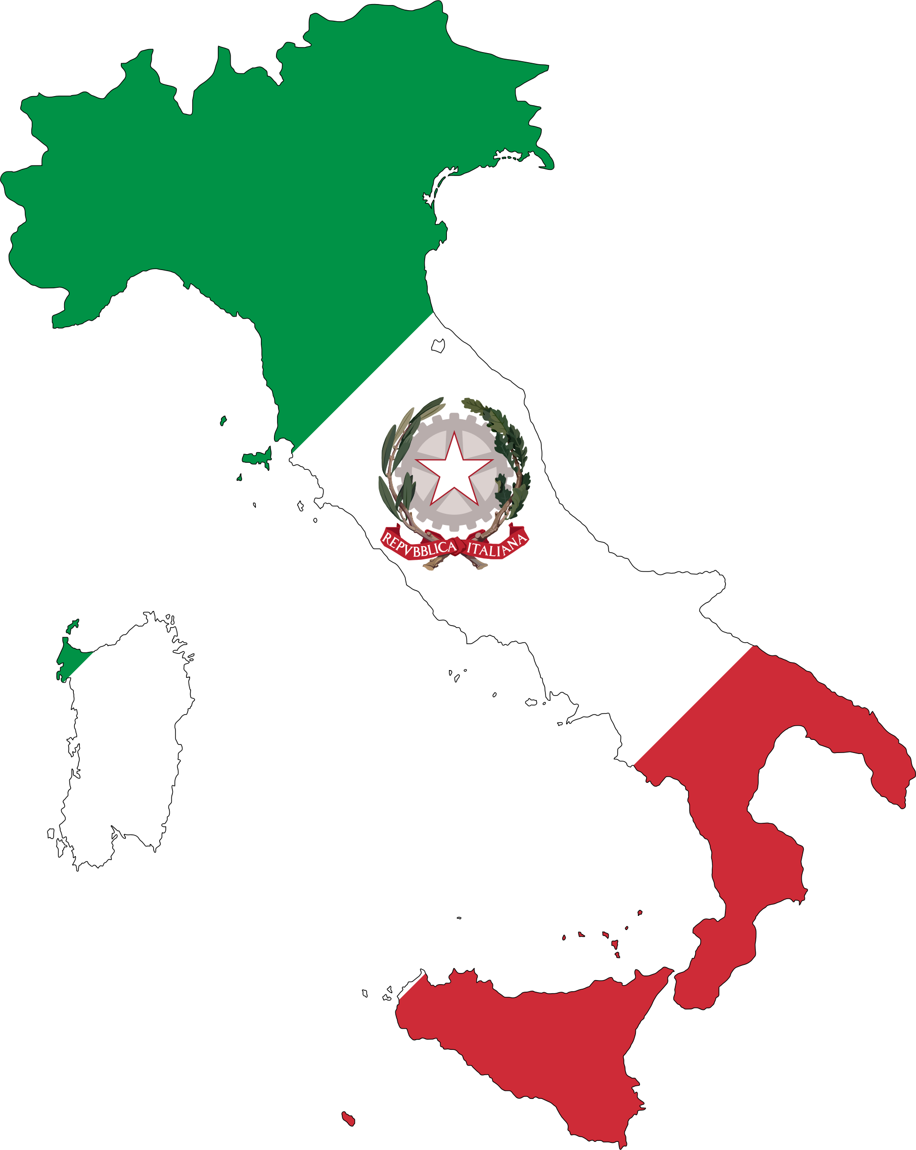 Italy map with stroke. Italian clipart flag