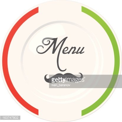 Funny restaurant design template. Italian clipart menu cover
