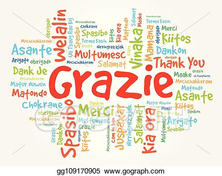 Italian clipart word italian. Vector art grazie thank