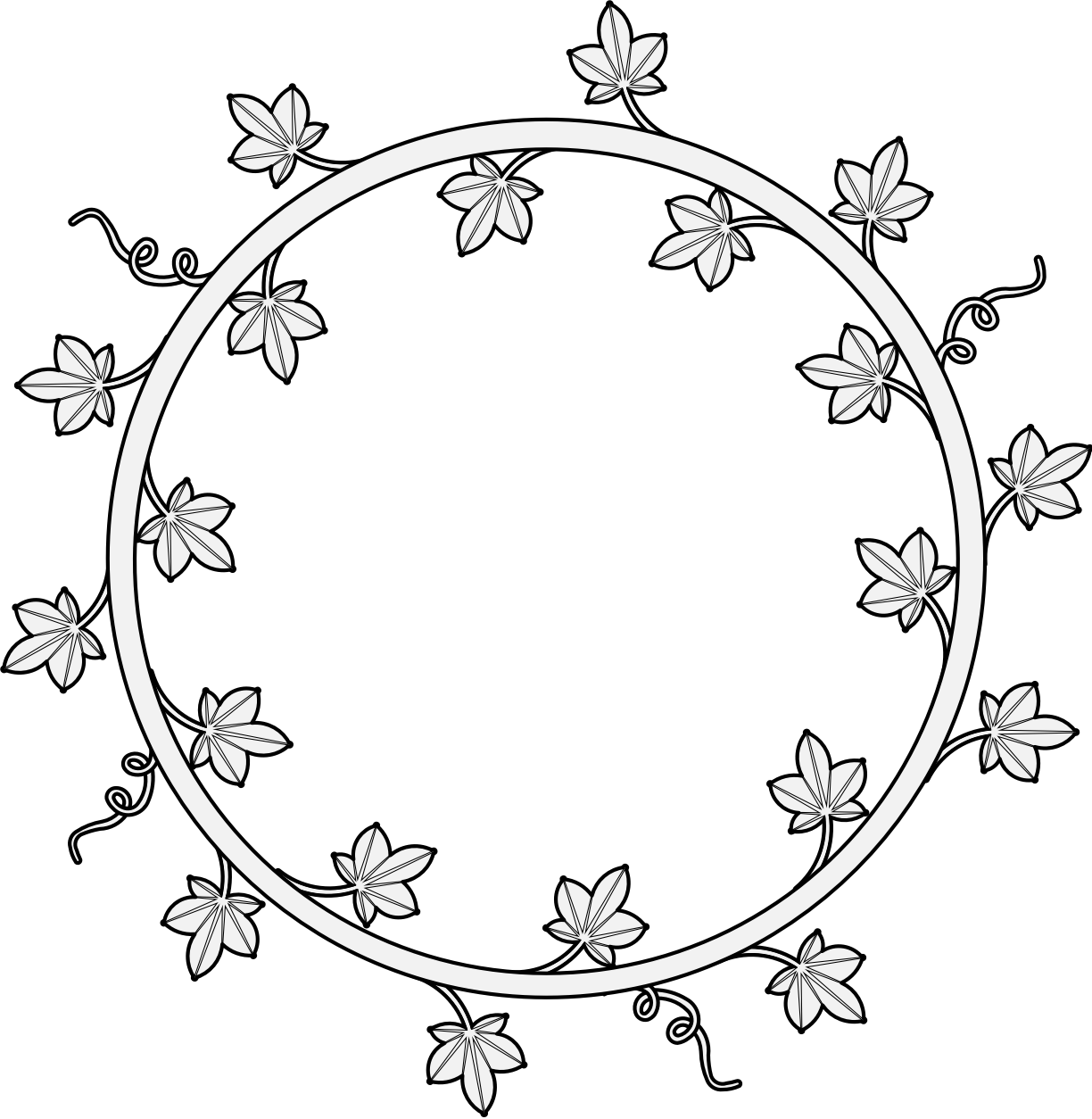 Wreath traceable heraldic art. Ivy clipart curved branch