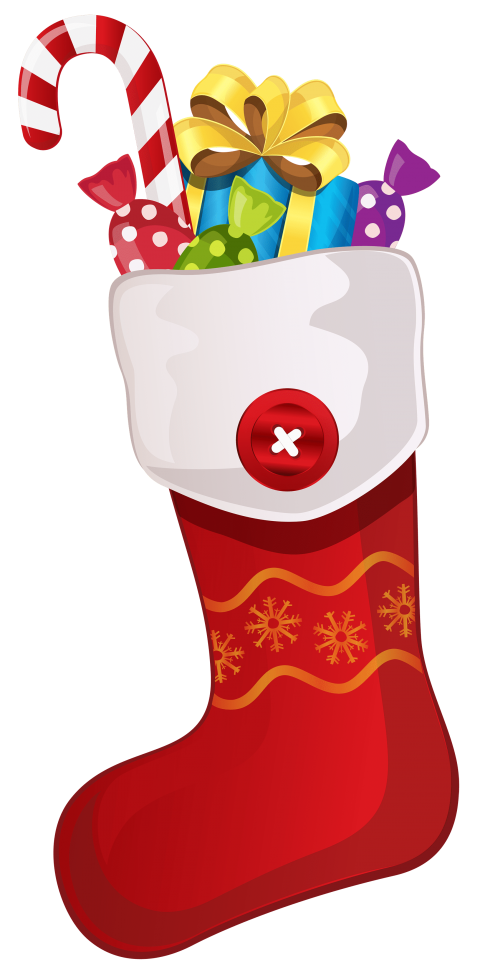Jacket clipart christmas. Red stocking with candy