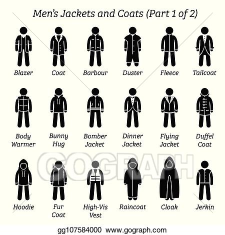 Vector art men jackets. Jacket clipart man coat