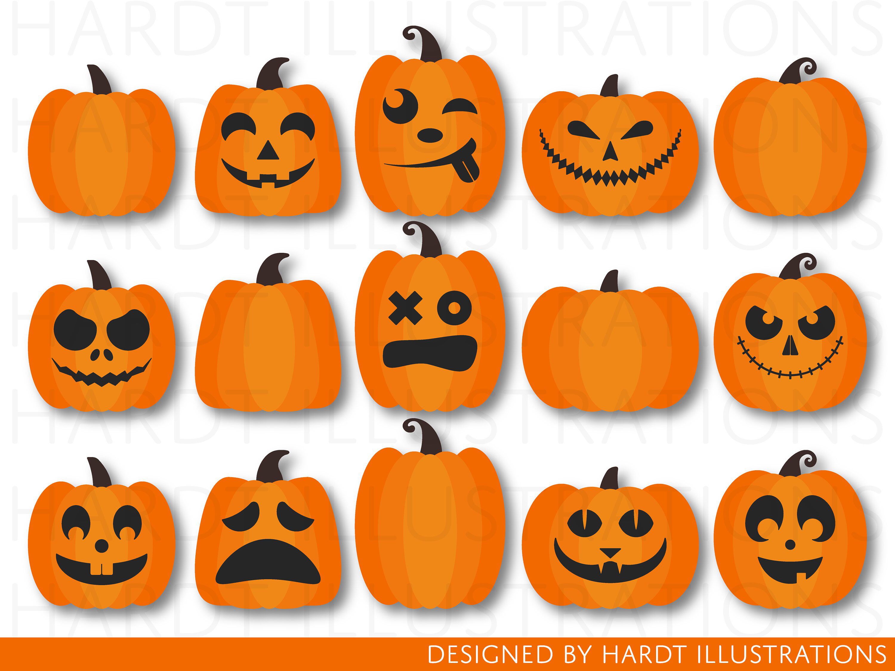 Pumpkins halloween autumn . Jackolantern clipart easy pumpkin