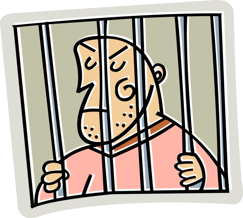 Incarcerated inmate prisoner bars. Jail clipart behind bar