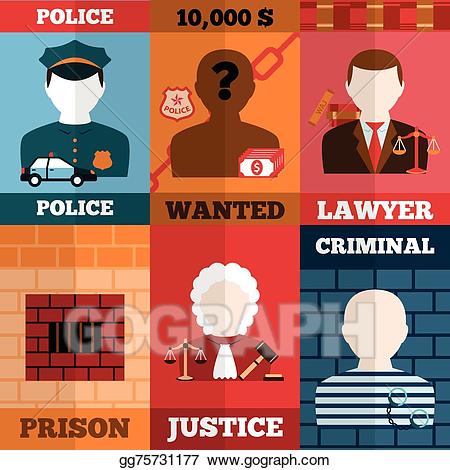 Clip art vector poster. Jail clipart crime and punishment