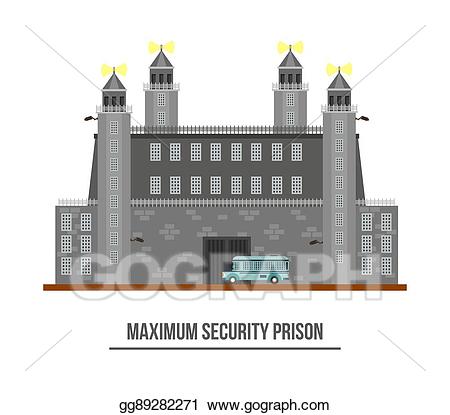 Vector illustration prison exterior. Jail clipart jail building