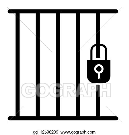 Vector art solid icon. Jail clipart symbol