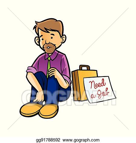 Vector illustration unemployed man. Jail clipart unemployment