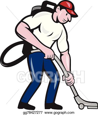 Vector art commercial cleaner. Janitor clipart drawing