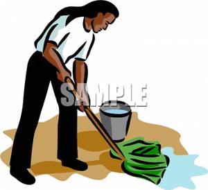 A with long hair. Janitor clipart male