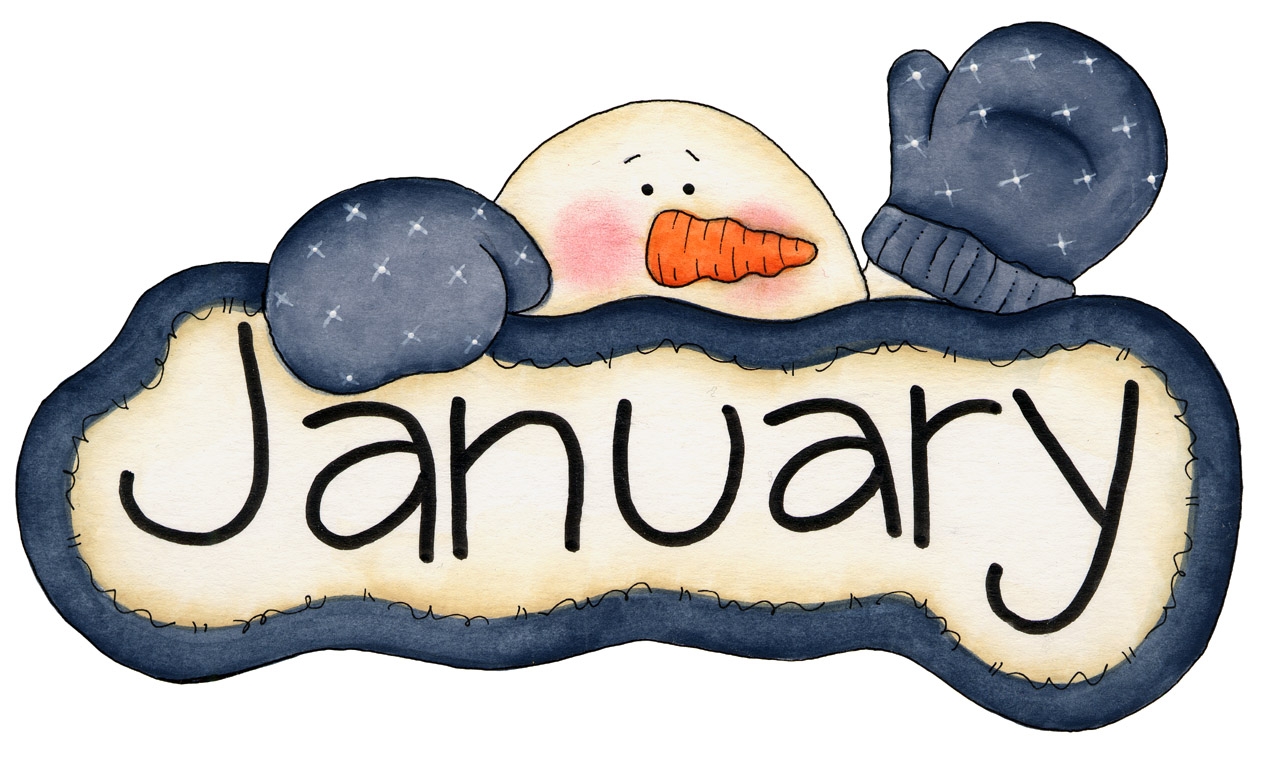 January clipart. Unique collection digital coloring