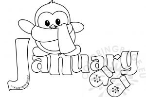 january clipart black and white
