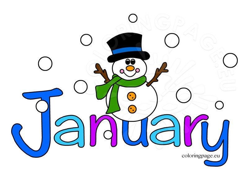 Of coloring page . January clipart month year