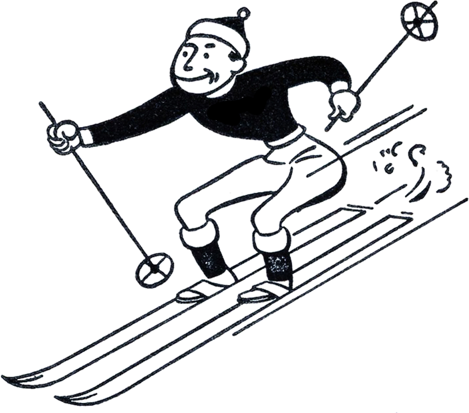 Free images of skiers. Skiing clipart retro