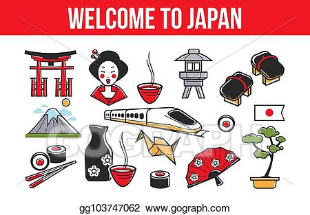 Vector illustration welcome to. Japanese clipart banner